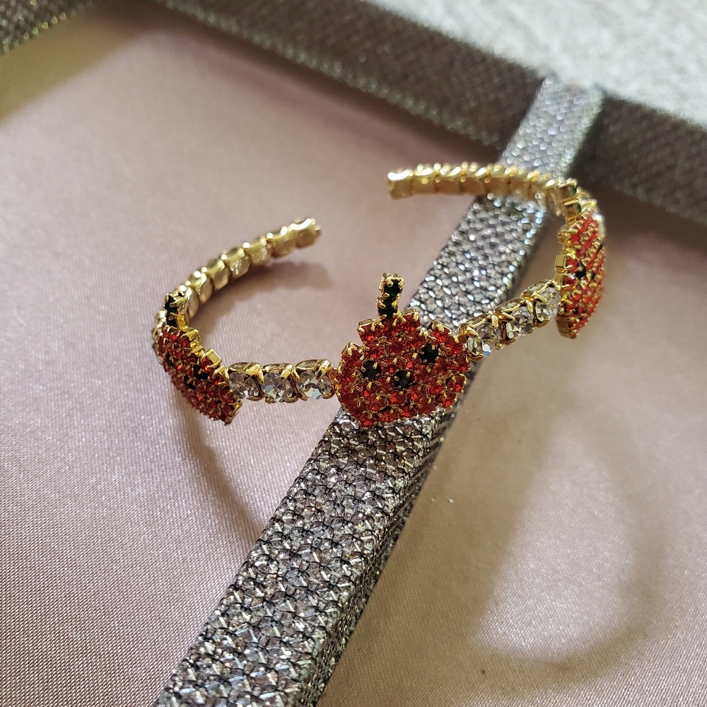 Pumpkin Rhinestone Bracelet Earring Set - Picture 7 of 12